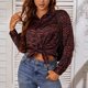 thumbnail image 1 of Camisa Camisa con botones para mujer Camisa de verano ligera informal con estampado de rayas elegantes Tops Cgtredaw Marrón Xs para Mujer, 1 of 1