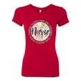 thumbnail image 3 of Floral Nurse Appreciation Pop Culture Womens Slim Fit Junior Tee, Red, X-Large, 3 of 5