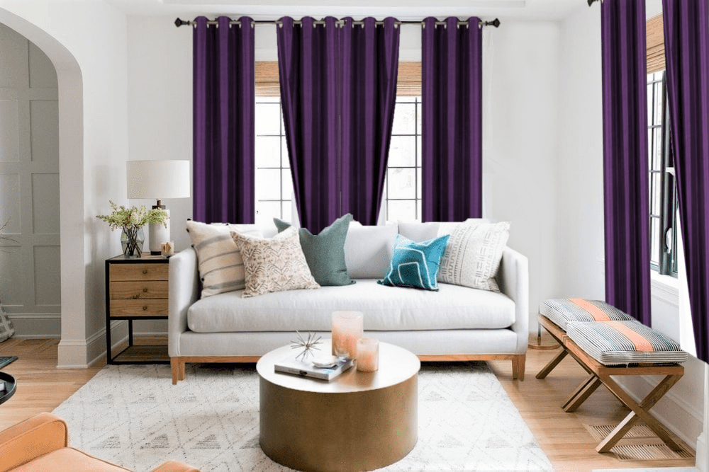 Purple 1-Piece Adam Solid Blackout Grommet-Top Window Curtain Panel 37' W X 63' L