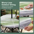 thumbnail image 3 of Round Outdoor Tablecloth with Umbrella Hole and Zipper, Sage Green Gray Fitted Table Cover with Elastic Edge for 31-35 Inch, Neutral Abstract White Ombre Texture Waterproof Patio Tablecoths, 3 of 9