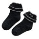 thumbnail image 3 of Calcetines con volantes para niñas, estilo princesa, lindos calcetines de algodón con lazo en el tobillo para primavera y verano, negro L, 3 of 5