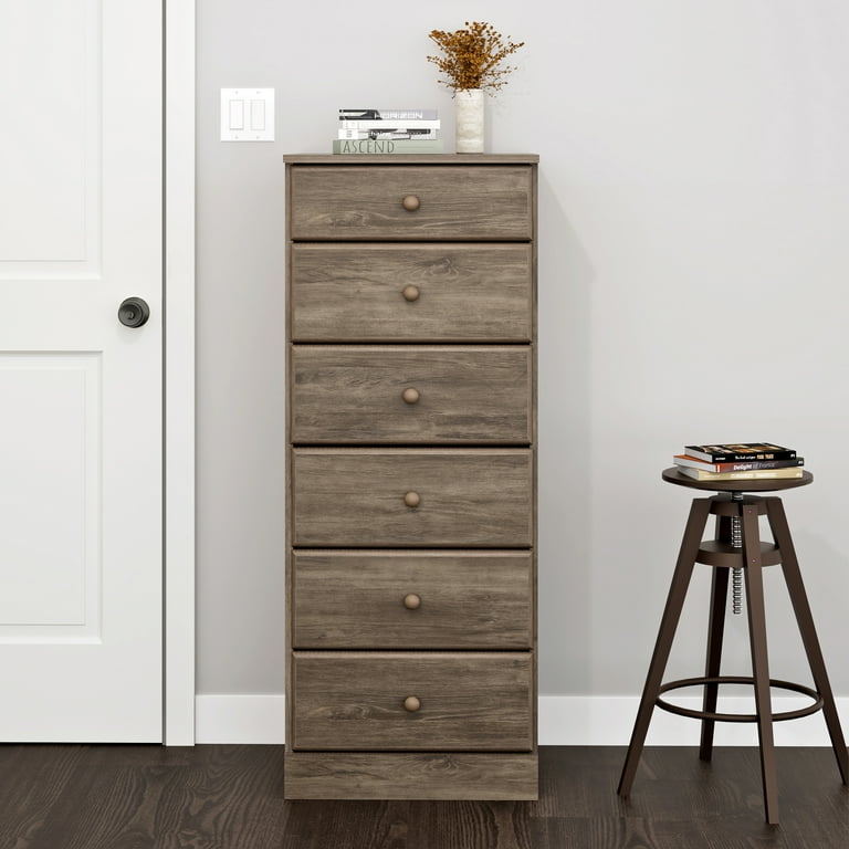 Prepac Astrid Tall Gray 6-Drawer Dresser, 16.5"D x 19.75"W x 50"H -  Walmart.com