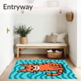 thumbnail image 3 of ODIKA 3'x5' Machine Washable Non-Slip Area Rug, Jovial Stream Dweller Handicraft Yarn Project High Traffic Rug with Pad, Orange, 726998, 3 of 8