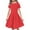 Red, variant on Ruyang Teen Girls Summer Dress Short Sleeve Midi Dresses Kids Crew Neck Solid Ruffles A-Line Smocked Elegant Casual Dresses
