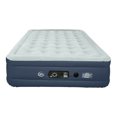 SERTA 18 RAISED QUEEN WITH NEVERFLAT PUMP BLUE