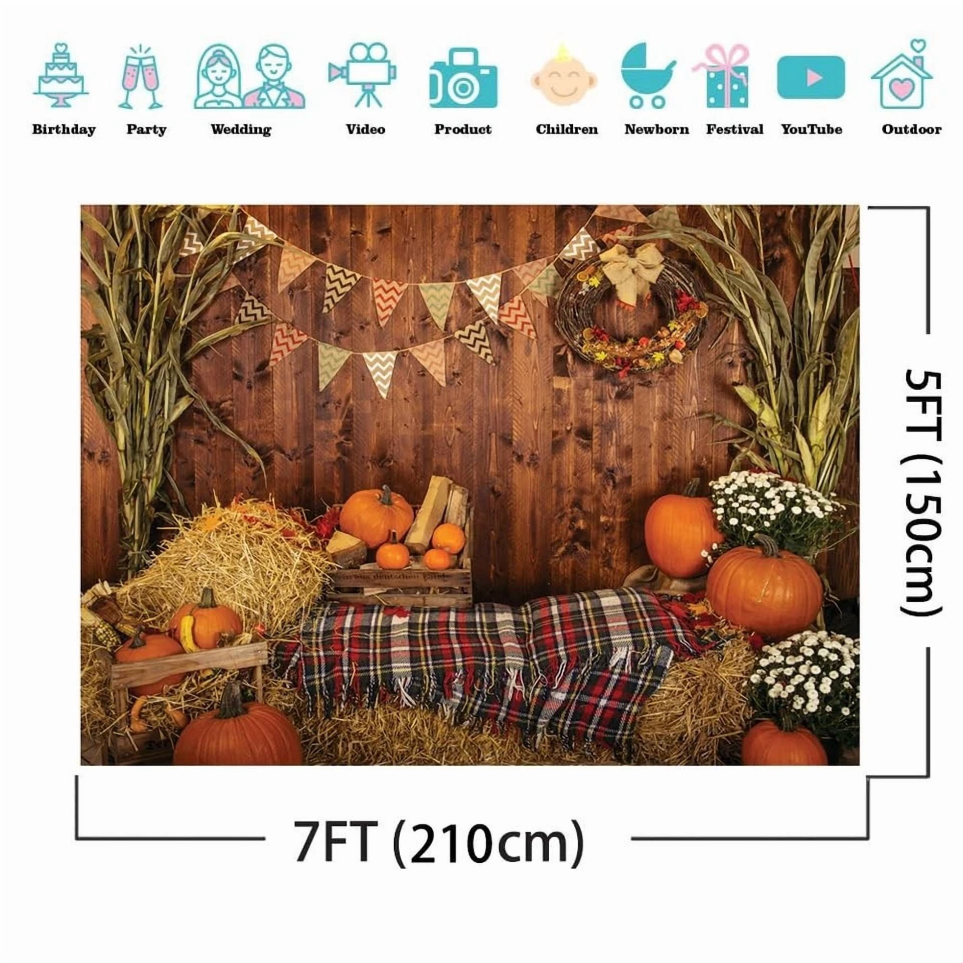 BUTTERFLY- Aiikes 7X5Ft Fall Thanksgiving Photo Backdrop Rustic Wood Board Barn Harvest