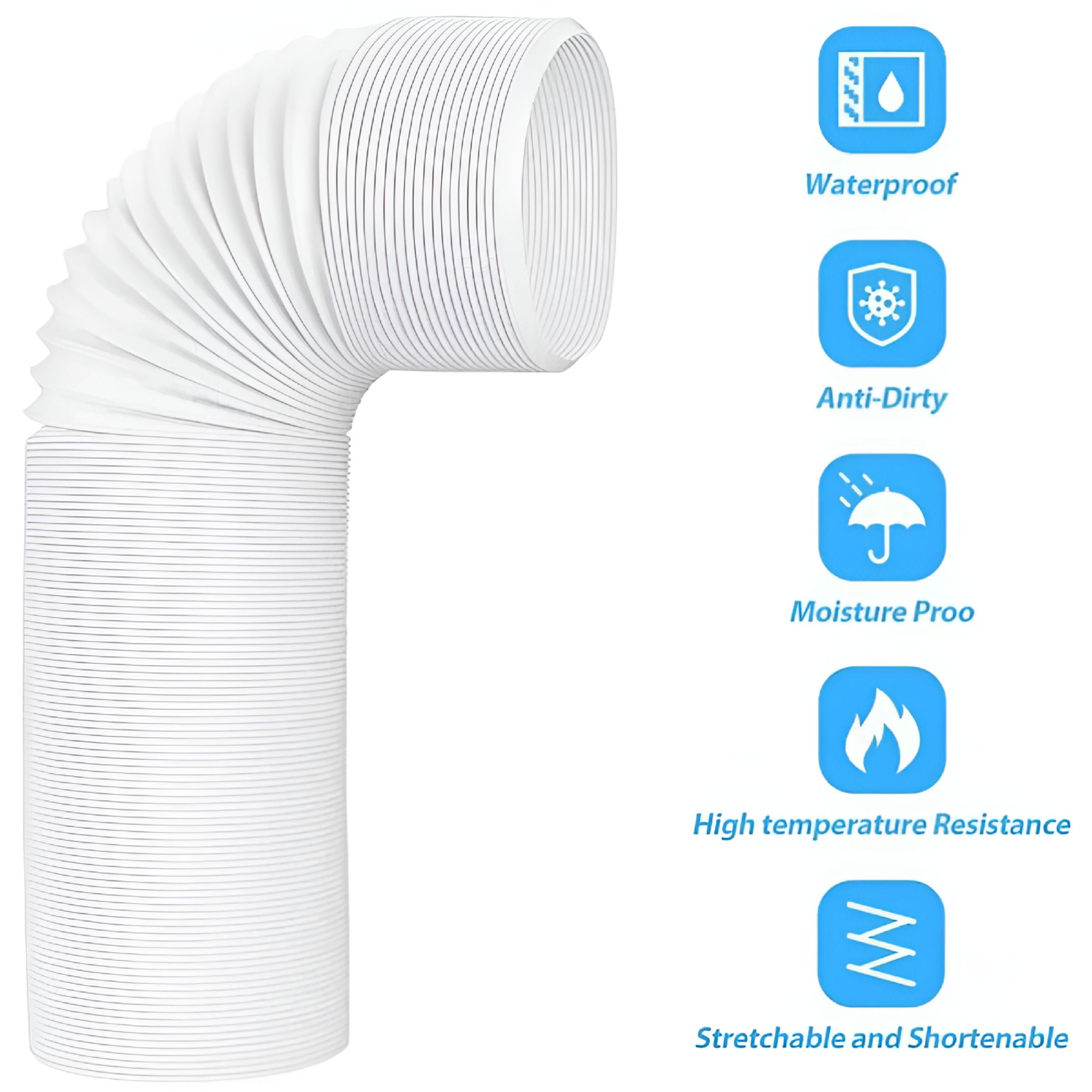 HIBIBUD 2026 New Exhaust Hose for Portable Air Conditioner,Flexible Polypropylene Tubing,Sturdy Counter Clockwise Thread Vent Tube for Universal Compatibility,Length Adjustable to 1.5M