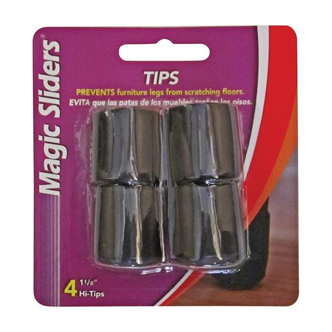 Prime-Line MP75093 Magic Sliders – 1-1/8 To 1-1/4 Inch Grip Tip Round Furniture Sliders, Black Plastic (4-Pack) – For Carpeted Floors