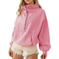 thumbnail image 2 of Women’s Half Zip Hoodies Casual Long Sleeve Front Pocket Sweatshirts Pullover Tops Fall Outfit, 2 of 10