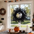 thumbnail image 5 of SMKE Dark Greenery Halloween Wreath for Front Door,Rustic Fall Wreath with Artificial Black Leaves on Twig Base,Porch Wall Window Decor,Fall Door Wreath Twig Wreath Rustic Fall Wreath,Black 16.93in, 5 of 5