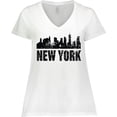 thumbnail image 3 of Inktastic New York Skyline Grunge Women's Plus Size V-Neck T-Shirt, 3 of 5