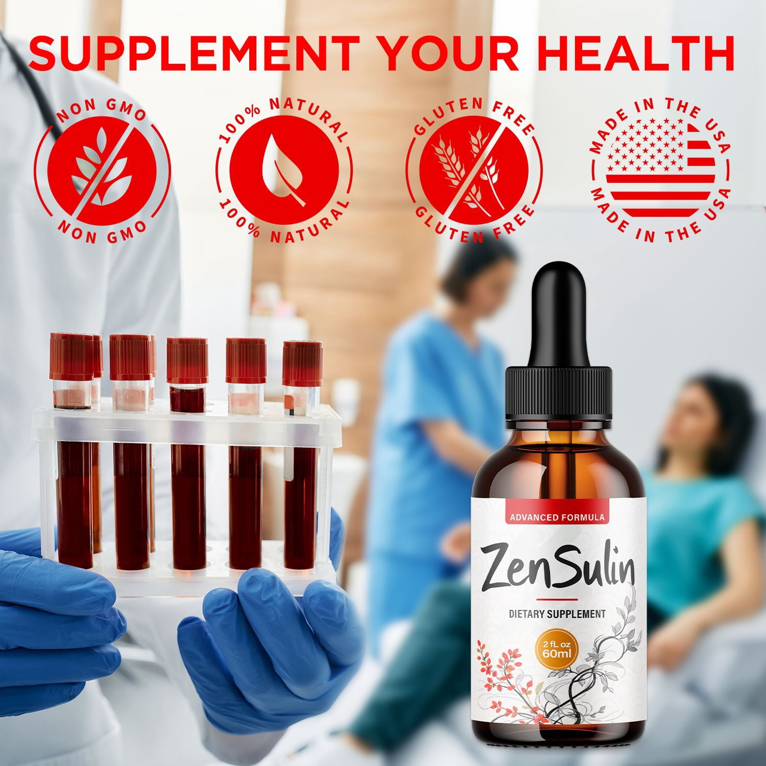 ZenSulin Advanced Formula Drops Natural Support Supplement Zen Sulin 60 Servings