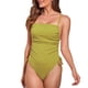 thumbnail image 1 of Las mujeres de una pieza traje baño Delgado hombro Correa lateral alta elasticidad bikini verde XL, 1 of 6