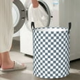 thumbnail image 4 of Large Laundry Basket with Handles - Gray White Square Plaid Kids Baby Dirty Clothes Laundry Hamper for Bedroom Aesthetic, 4 of 5