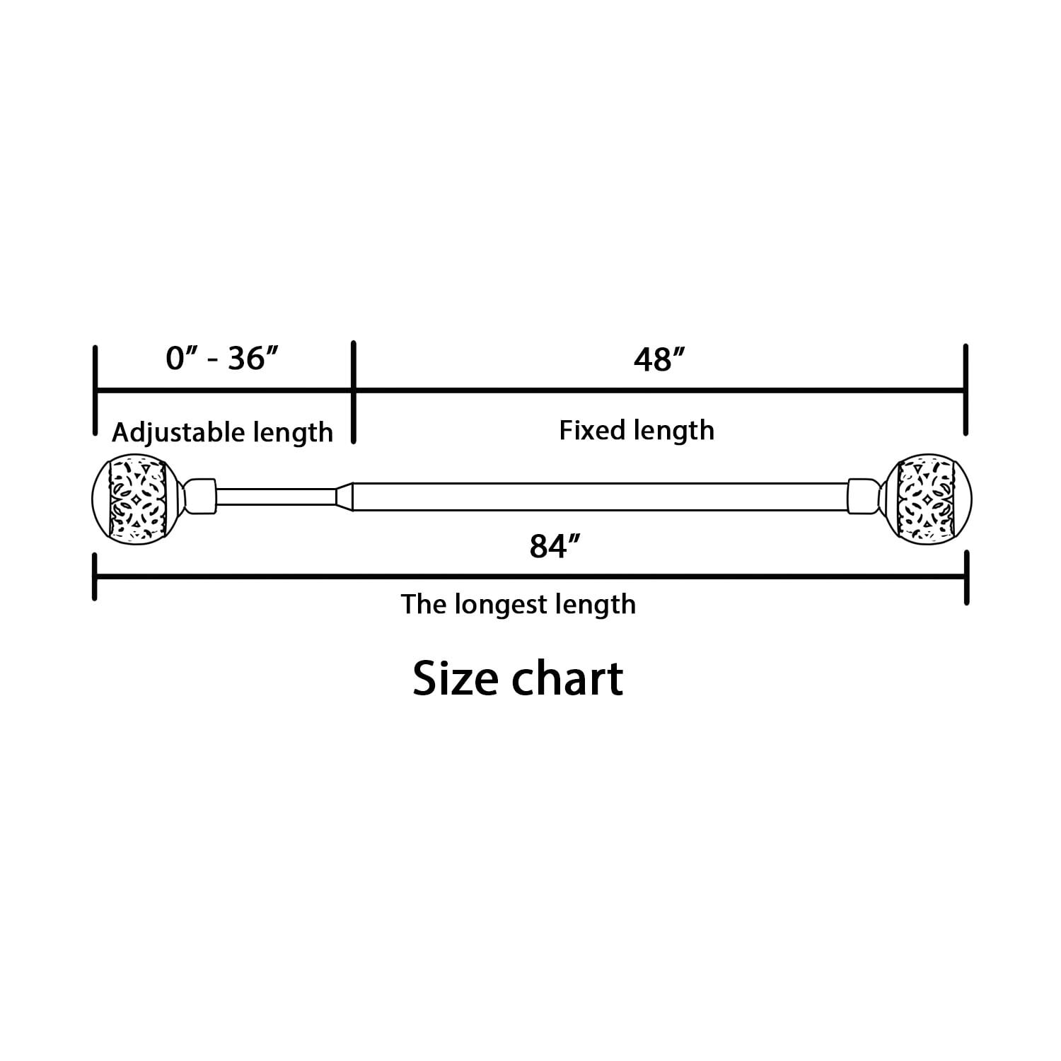 H.VERSAILTEX Single Retractable Curtain Rod for Windows 48"-84"，3/4 Inch Diameter Carved Hollow Ball Tail,Gold