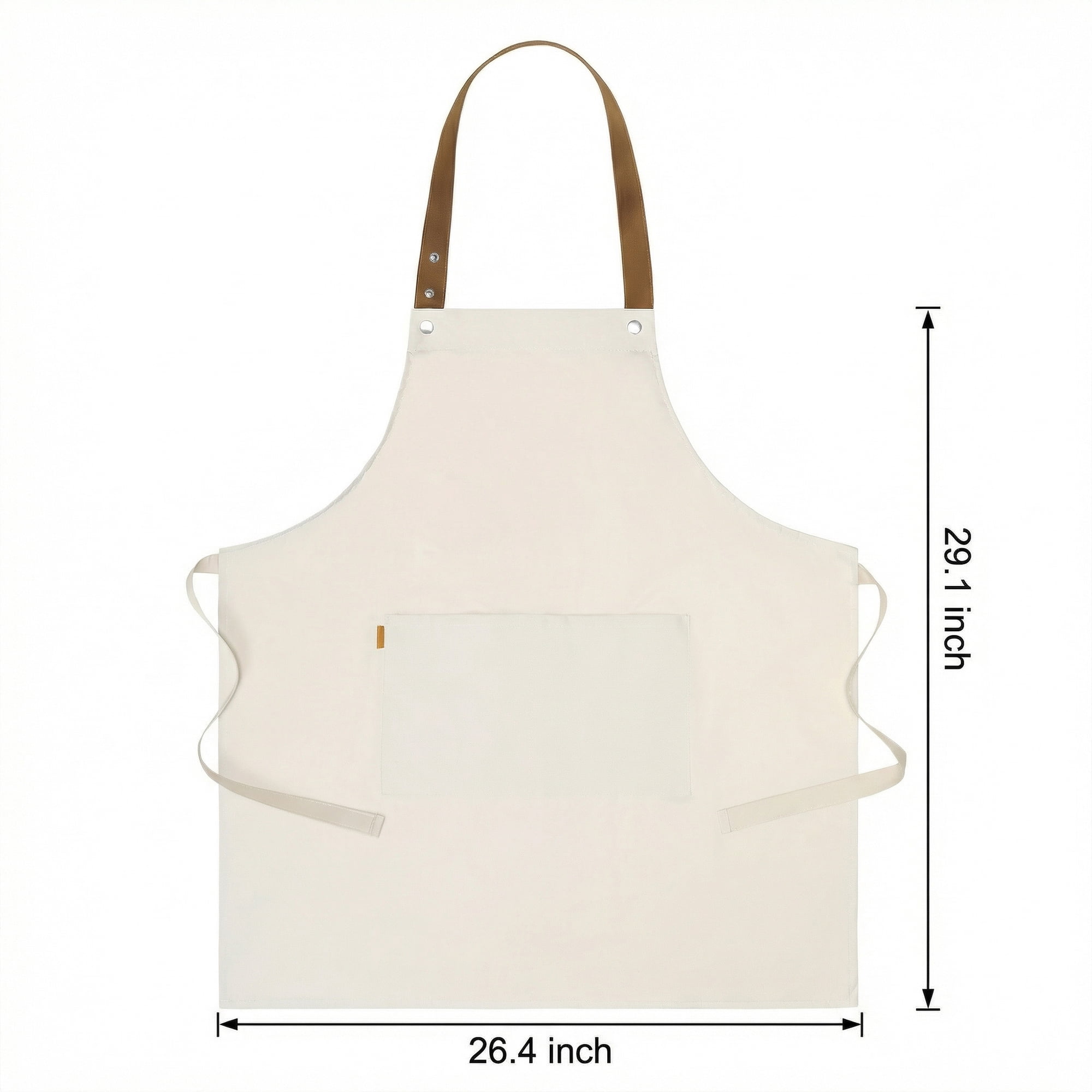 Unique Bargains Waterproof Long Waist Cooking Kitchen Apron with Pockets 26.4x29.1in Beige