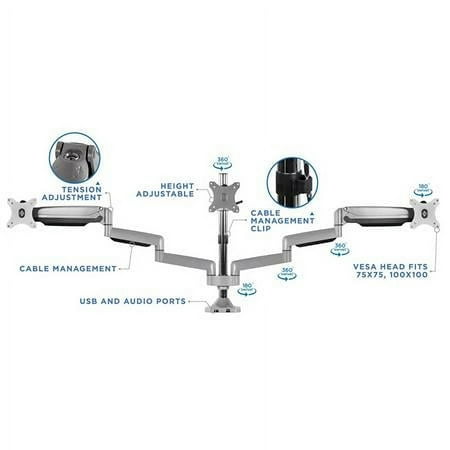 Mount-It! - Triple Monitor Desk Mount - Silver
