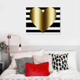 thumbnail image 5 of PIKWEEK Canvas Prints Wall Art Valentines Day Gold Heart with Black and White Stripes Wall Pictures Giclee Wall Decor on Canvas Artwork Living Room Bedroom Poster Art, 5 of 5