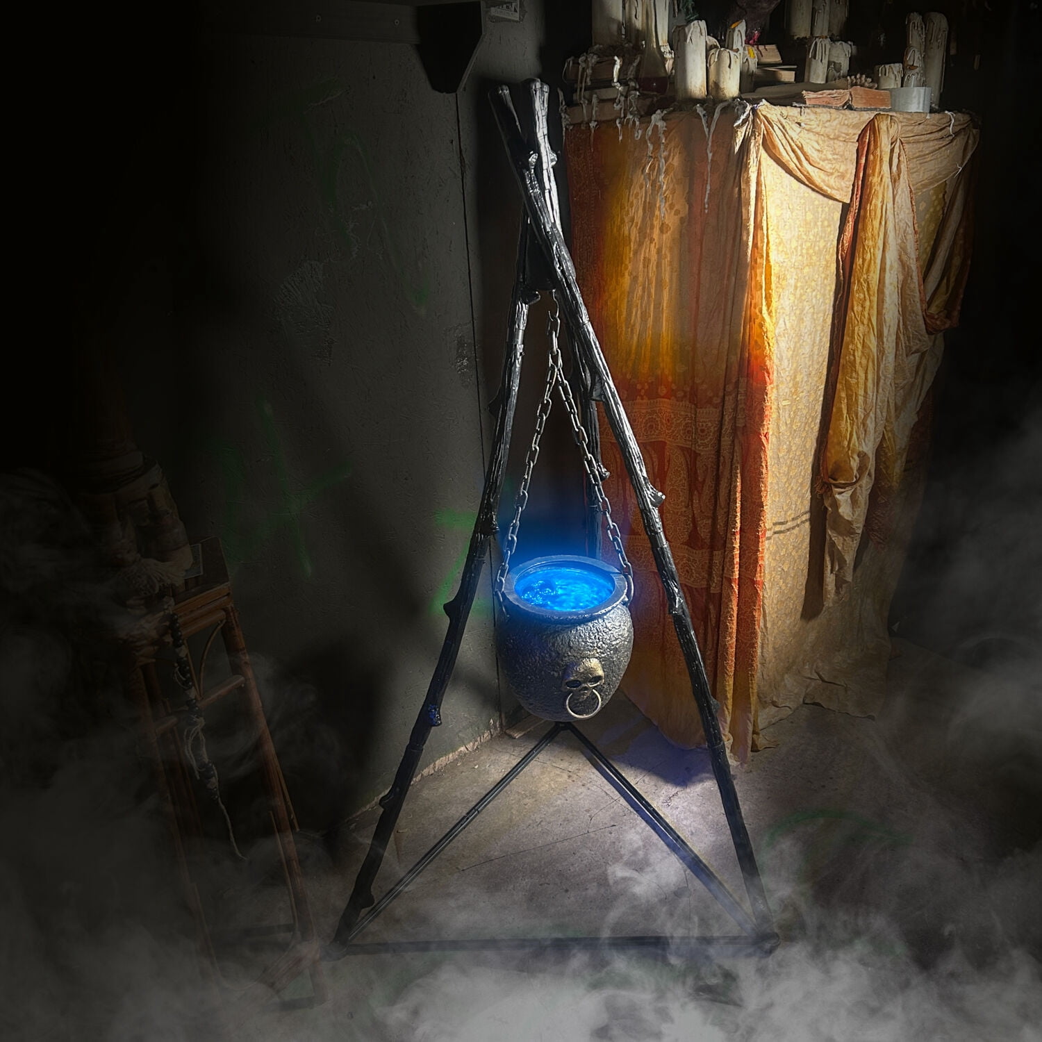 Haunted Hill Farm 4.7 ft Touch-Activated Animated Witch Cauldron Halloween Accessory, HHCAULDRON-1FLSA