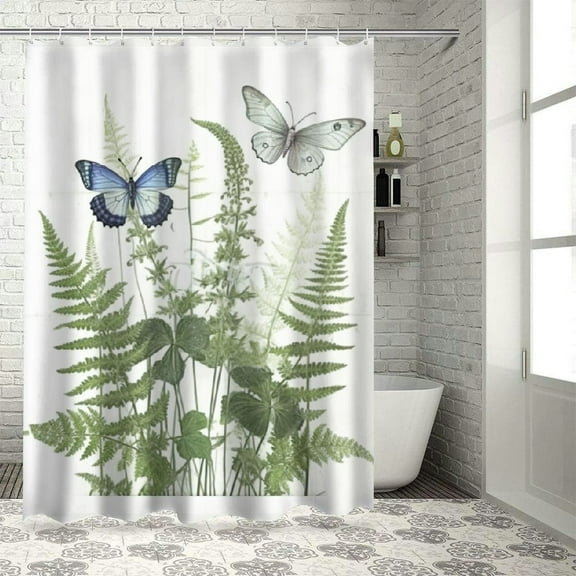 Pratyus Butterfly Shower Curtain Waterproof Kids Bathroom Decor Polyester Washable Curtain with Hooks 36"x72