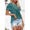 thumbnail image 5 of KISSMODA Short Sleeve Shirts for Women Dressy Casual Summer Blouses Pleated Front Loose Fit Tunic Tops, 5 of 6