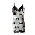 thumbnail image 5 of Tnhcen Women's Bow Print Lace Trim Satin Short Sleep Dress Satin Sleepwear with Thin Straps for S to 3XL, 5 of 5