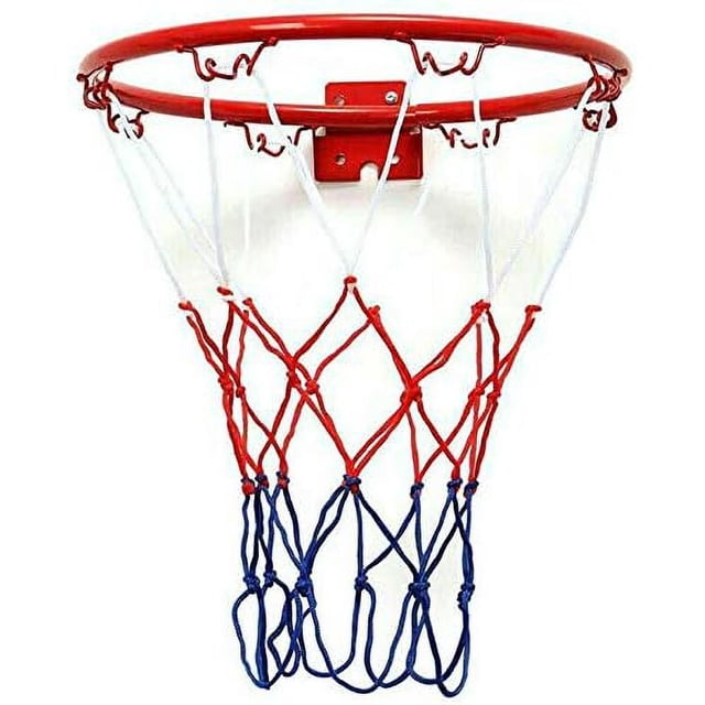 HUGFEGWE 32cm Basketball Hoop Netting Metal Rim Hanging Basket Basket- Wall Rim with Screws Indoor CJB91-49787
