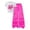 Hot Pink, variant on Girl's 2 Piece Bow Graphic Outfits Short Sleeve Crop Top and Wide Leg Cargo Pants Sets (Hot Pink)