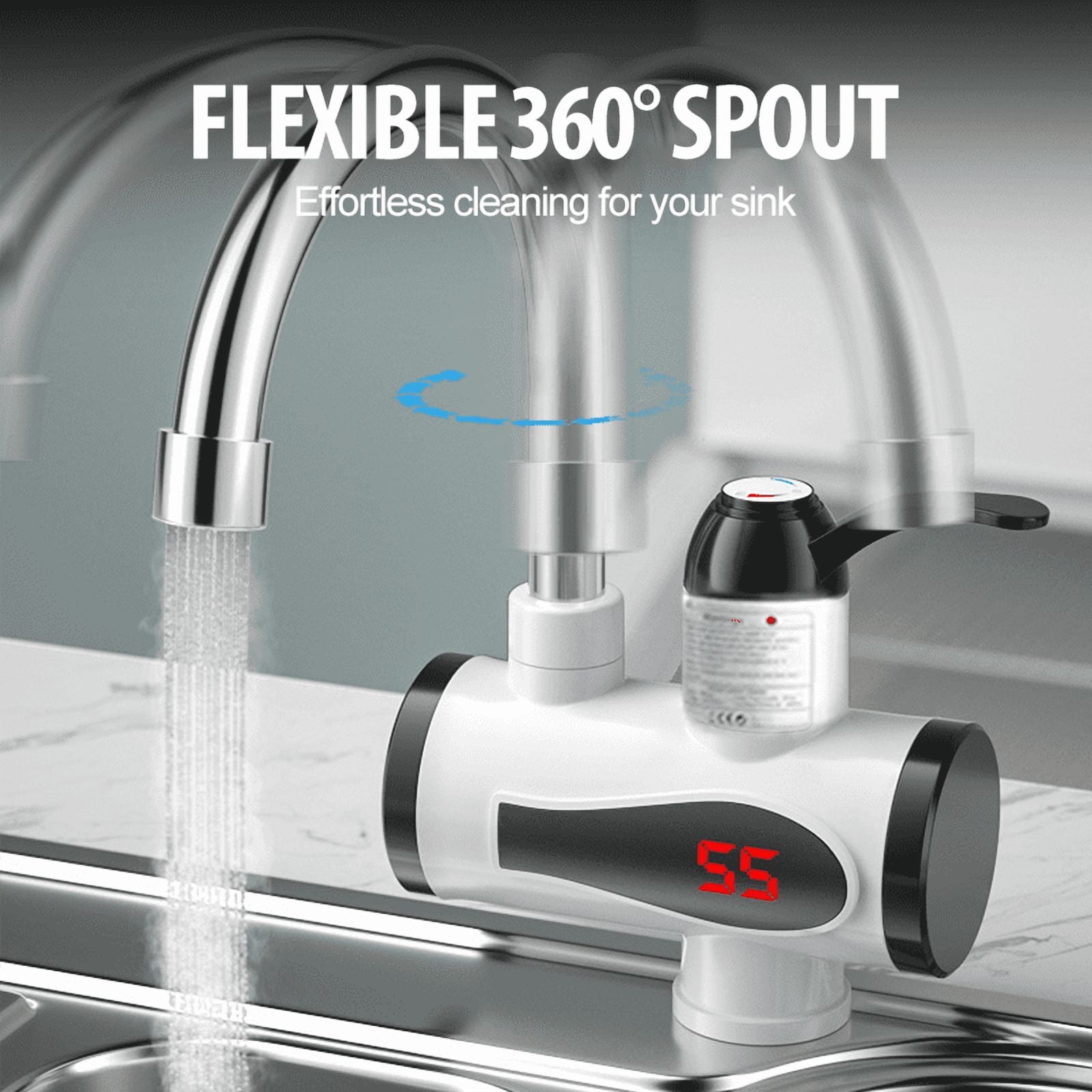 Instant Heating Faucet, 3-Second Fast Heating Tap, Kitchen and Bathroom Water Heater with Digital Display, Hot and Cold Water for Home Use