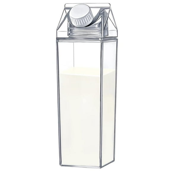 1000Ml Clear Milk Carton Water Bottle Leak-proof Milk Box Water Bottle with 2 Spouts Portable Reusable Milk Bottles Water Juice Tea Container