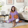 thumbnail image 4 of Wearable Blanket,Purple Halloween Pumpkins with Boo Hooded Wearable Flannel Blanket for Adults & Teens,Winter Poncho Shawl Wrap Cape Cozy Anti-Pill,60"x80", 4 of 5