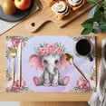 thumbnail image 2 of Cute Elephant Placemats Set of 6 Spring Floral Botanical Animal Watercolor Place Mats Indoor Wipeable Table Mats Washable Cloth Dining Table Placemats for Kitchen Holiday Party Home Decor 13x19 Inch, 2 of 9