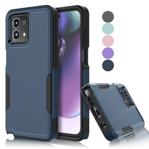 Pour Motorola Moto g Stylus 5G 2023 Case, Étui de Téléphone Robuste pour Moto g Stylus 5G 2023, Tekcoo Protection Antichoc Armure Robuste en Plastique Rigide et Caoutchouc Pare-Chocs Robuste Étui 2-en-1 - Bleu Foncé