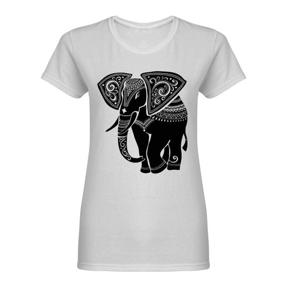 Decorative Elephant Silhouette Shaped T-Shirt Women -Image by Shutterstock, Female XX-Large