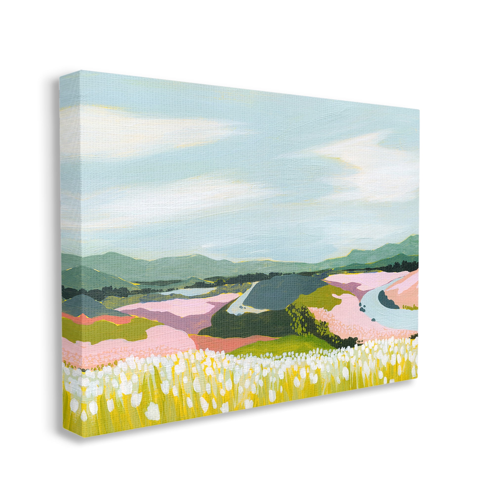 Stupell Industries Modern Mountain Stream Landscape Painting Gallery Wrapped Canvas Art Print Wall Art, 40 x 30