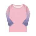 thumbnail image 3 of OIOLOYJM Shirts for Girls Casual Crew Neck 3/4 Length Sleeve Color Block Tee Shirt Spring Cotton Cute Pullover Tops Basic Tees Pink 6-7 Year, 3 of 4