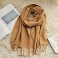thumbnail image 3 of Luxury 100% Australian Wool Scarf, Solid Color Winter Wrap with Fine Twisted Fringe,180*30cm,off-white, 3 of 20