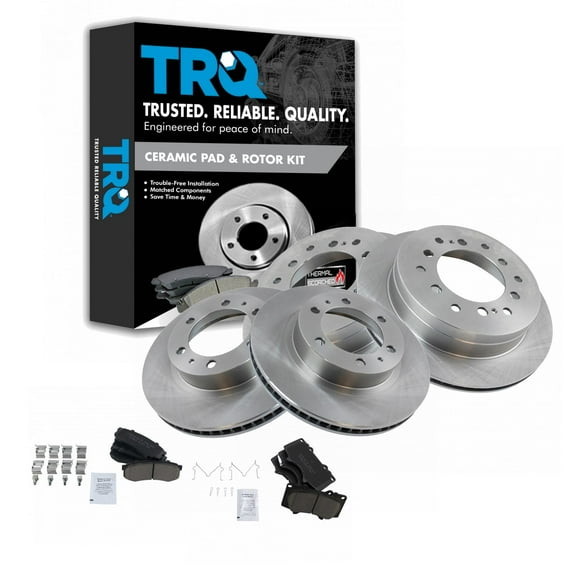 TRQ Front and Rear Brake Pad & Rotor Kit Brake Pads Brake Rotor Ceramic Fits Select 2003-2009 Toyota 4Runner 2007-2009 FJ Cruiser