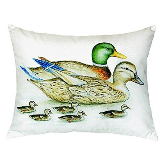 Betsy Drake Mallard Family No Cord Throw Pillow