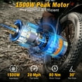 thumbnail image 2 of ZDZA Electric Bike for Adults, 1500W Peak E-Mountain Bicycle, 26" Fat Tire 45KM/H Ebike, 48V Removable, 7 Speed and Dual Suspension UL2849, 2 of 7