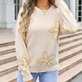 thumbnail image 2 of Rbaofujie Chandails à Col Rond pour Femmes Mode Ample Imprimé Chandail à Col Rond Beige Chandails pour Femmes, 2 of 5