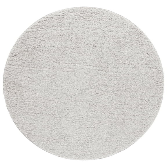 SAFAVIEH Rumi Blaire Solid Polyester Shag Area Rug, Light Gray, 6'7" x 6'7" Round