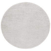 SAFAVIEH Rumi Blaire Solid Polyester Shag Area Rug, Light Gray, 6'7" x 6'7" Round