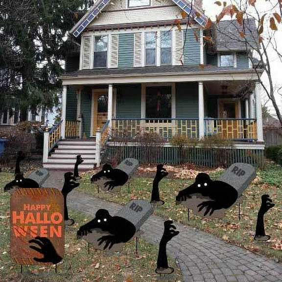 Happy Halloween Zombie Pathway Markers Yard Card 11 piece set