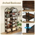 thumbnail image 6 of Tribesigns 6-Tier Open Bookshelf, 78.7" Tall Arched Bookcase Narrow Bookshelf with Metal Frame, Freestanding Corner Bookcase Display Shelves for Living Room, Home Office, Rustic Brown, 6 of 6