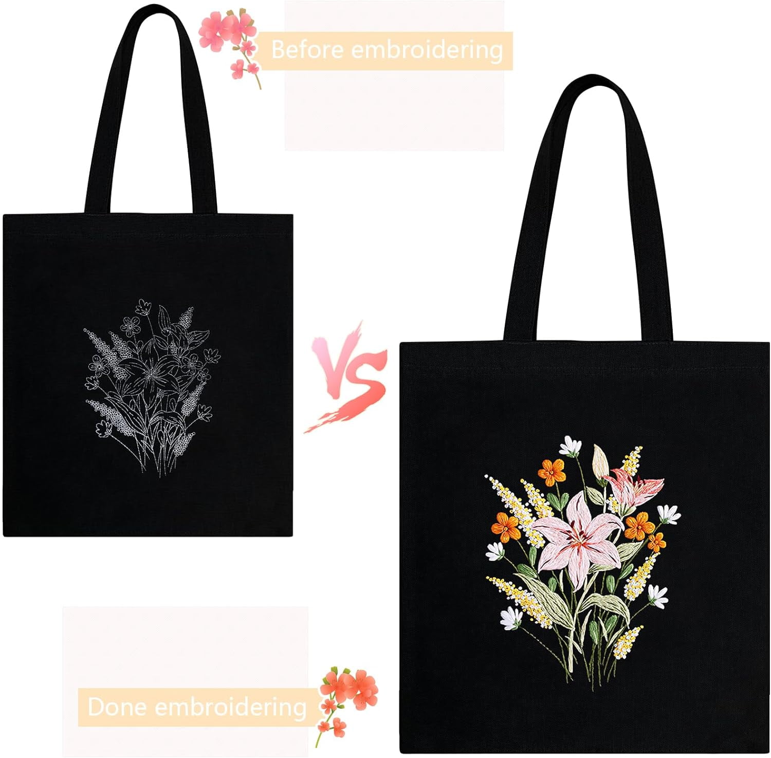 バッグ ARTS&SCIENCE embroidery tote Amazon.com: Canvas Tote Bag Embroidery Kit with Sunflower