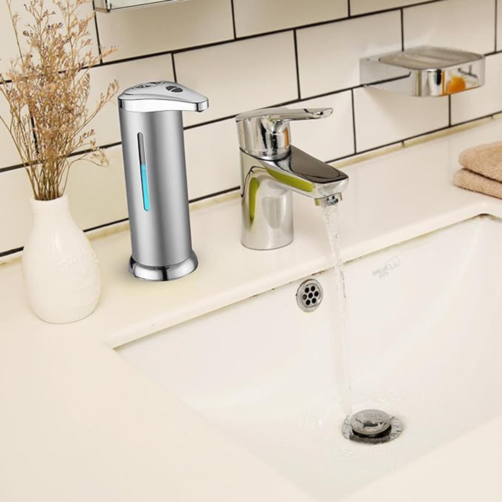 Automatic Soap Dispenser, Stainless Steel Handfree Touchless, Easy to Use, Battery Operated Touchless, Sensor Dispenser for Bathroom Kitchen Hand Lotion