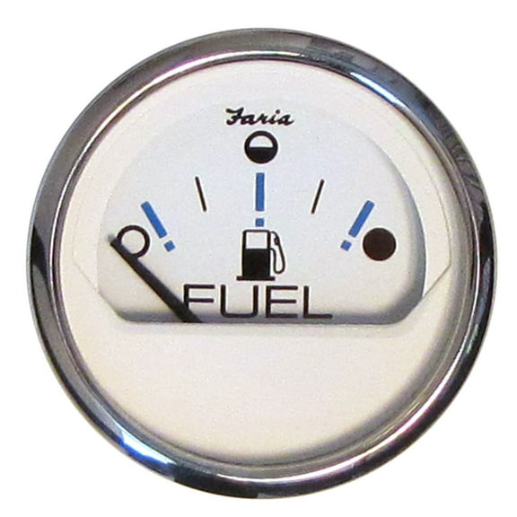 Faria 13818 Chesapeake Fuel Level Gauge - White SS, 2"