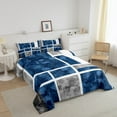 thumbnail image 3 of Erosebridal Blue Sqare Bedding King Comforter Set,Geometric Buffalo Comforter Sets King Size,Ombre Rectangle Bedding Sets King With Comforter,Abstract Bedroom Decorative,Reversible,3 Pieces, 3 of 8