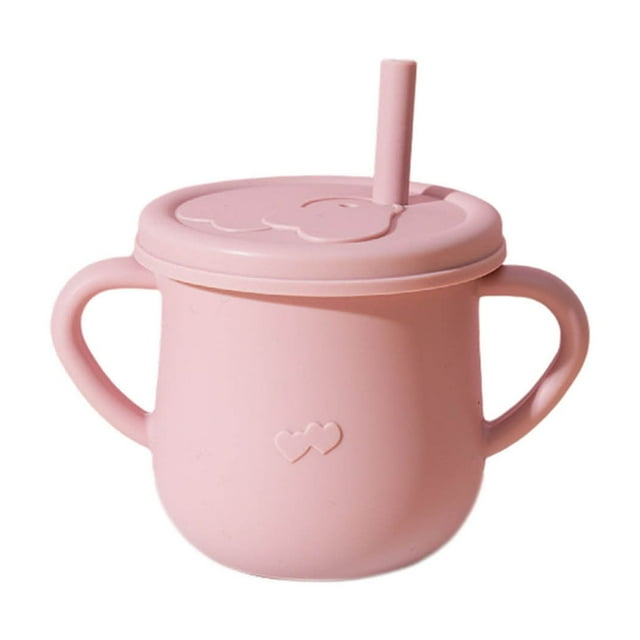 Matoen Silicone Cups with Straw Feeding Cups with 2 Handles and for Infants Random Designss for Drinks and Snacks